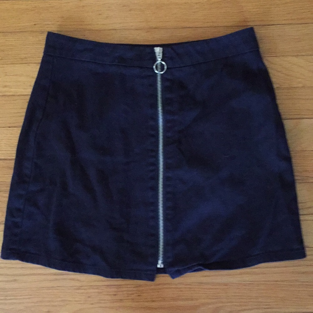 Front Zip Black Jean Skirt